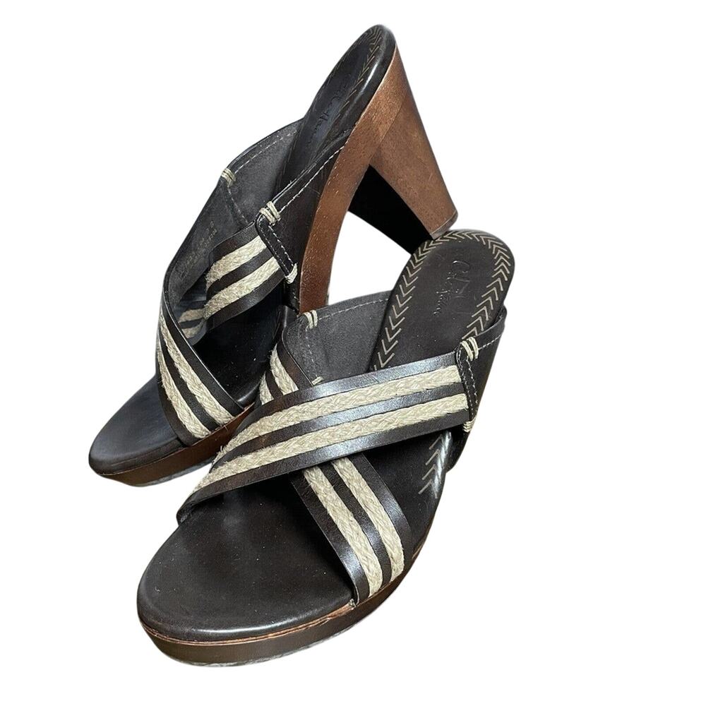 Cole Haan Wood‎ Heel Slip On Sandals Women's Size 9 B
